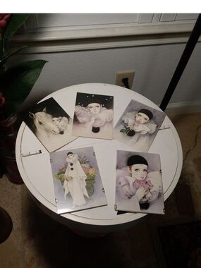 Set Of 5 Vintage Mira Fujita Postcards With Wall Hangers